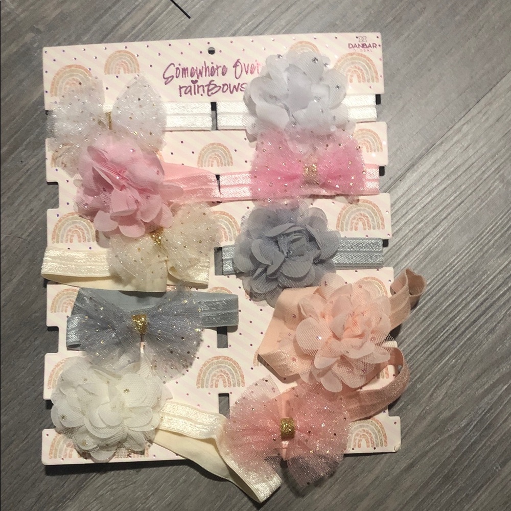 Baby Floral Headband Set - Pink, White, Blue